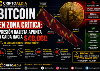 Bitcoin en zona crítica: presión bajista apunta a caída hacia los $40,000