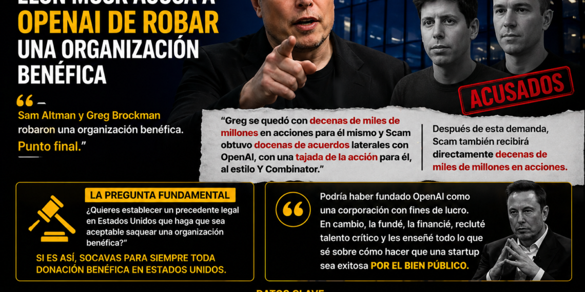 Elon Musk acusa a OpenAI de desviar su misión y beneficiarse con miles de millones