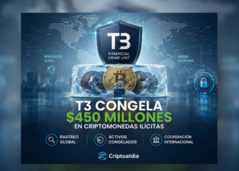 T3 congela $450 millones en criptomonedas ilícitas