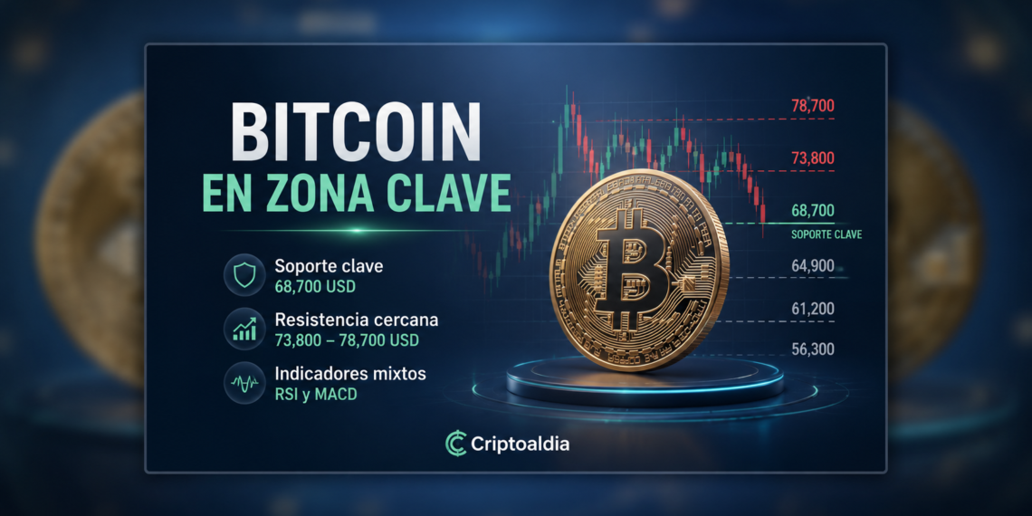 Bitcoin enfrenta zona clave tras señales de debilidad técnica