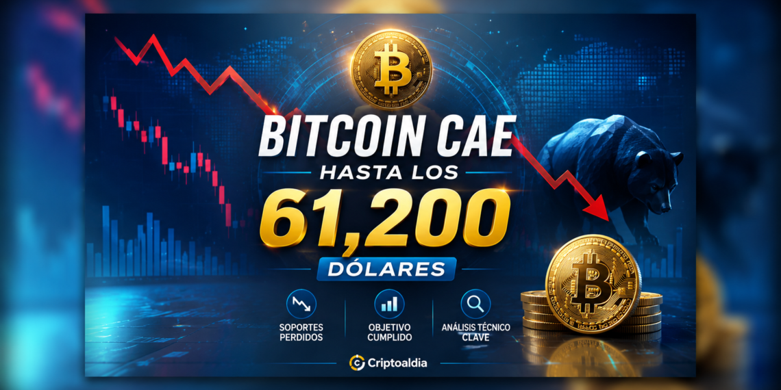 El mercado confirma la proyección: Bitcoin cae hasta los 61,200 dólares