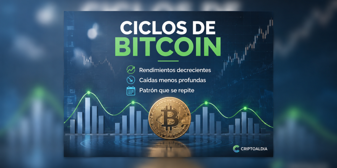Bitcoin mantiene un patrón de ciclos con rendimientos decrecientes y caídas menos profundas