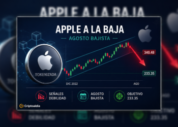 Análisis técnico anticipa un posible agosto bajista para la acción tokenizada de Apple